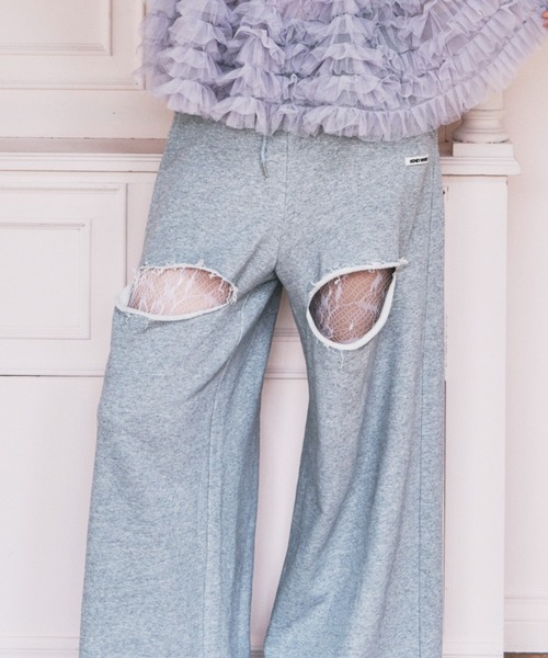 HONEY MI HONEY（ハニーミーハニー）の「boys sweat pants（スウェットパンツ・レディース・ホワイト/グレー/ブラック/サックスブルー・FREE）」の3枚目の写真