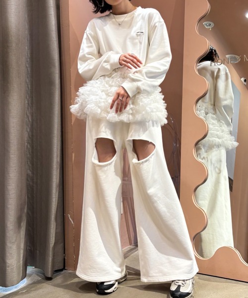 HONEY MI HONEY（ハニーミーハニー）の「boys sweat pants（スウェットパンツ・レディース・ホワイト/グレー/ブラック/サックスブルー・FREE）」の11枚目の写真