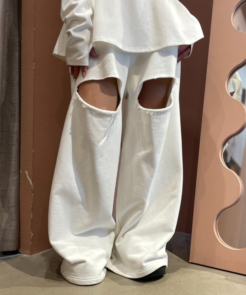 HONEY MI HONEY（ハニーミーハニー）の「boys sweat pants（スウェットパンツ・レディース・ホワイト/グレー/ブラック/サックスブルー・FREE）」の15枚目の写真