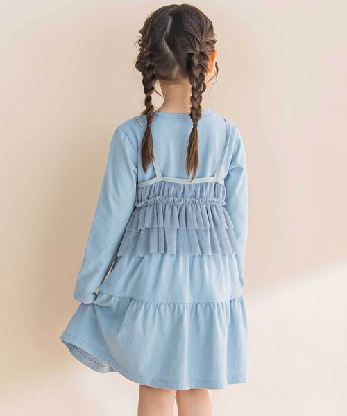 Noeil aime BeBe（ノイユエイムベベ）の「ラメチュールキャミｘ天竺ワンピースセット（ワンピース・キッズ・ブルー/ピンク・120cm/110cm/100cm/130cm）」の8枚目の写真