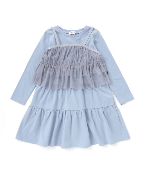 Noeil aime BeBe（ノイユエイムベベ）の「ラメチュールキャミｘ天竺ワンピースセット（ワンピース・キッズ・ブルー/ピンク・120cm/110cm/100cm/130cm）」の22枚目の写真