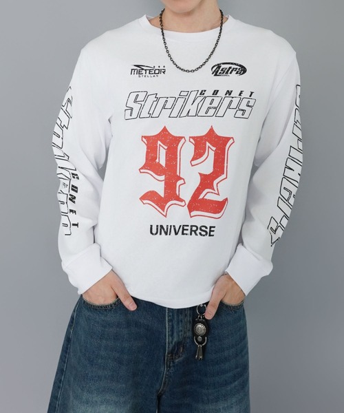 SPINNS(スピンズ)の「短丈ロングスリーブTシャツ/レーシングロゴ/ロンT/ショート丈(Tシャツ/カットソー・メンズ・ホワイト/ブラック系その他/ピンク系その他/ブラウン系その他・ONESIZE)」の10枚目の写真