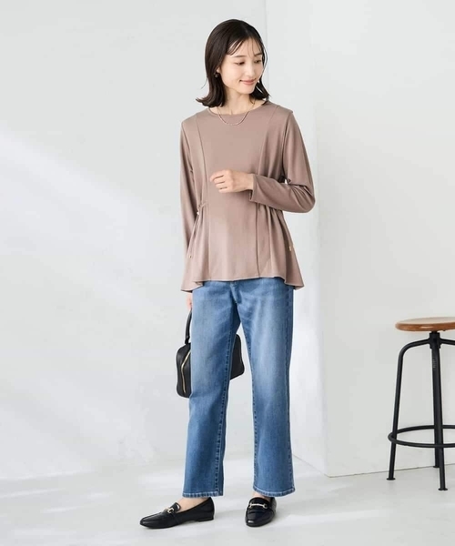 a.v.v(アーヴェヴェ)の「サイドドロストトップス(Tシャツ/カットソー・レディース・モカ/ブラック・38/40)」の7枚目の写真