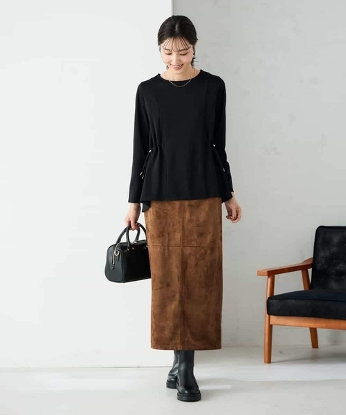 a.v.v(アーヴェヴェ)の「サイドドロストトップス(Tシャツ/カットソー・レディース・モカ/ブラック・38/40)」の14枚目の写真