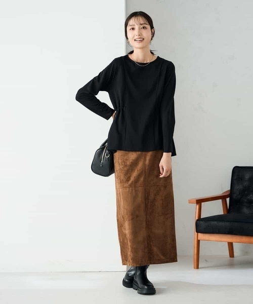 a.v.v(アーヴェヴェ)の「サイドドロストトップス(Tシャツ/カットソー・レディース・モカ/ブラック・38/40)」の22枚目の写真
