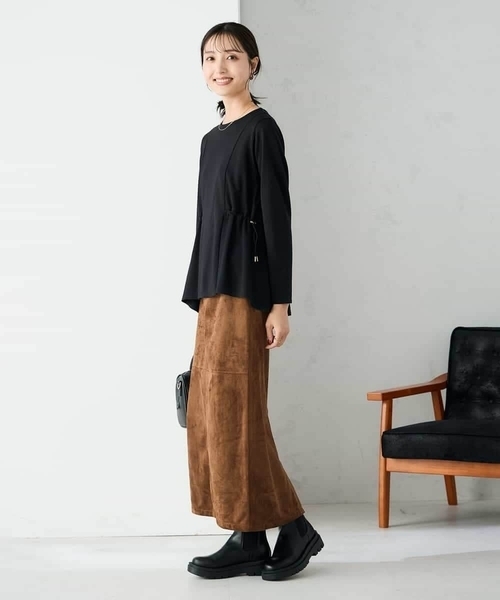 a.v.v(アーヴェヴェ)の「サイドドロストトップス(Tシャツ/カットソー・レディース・モカ/ブラック・38/40)」の19枚目の写真