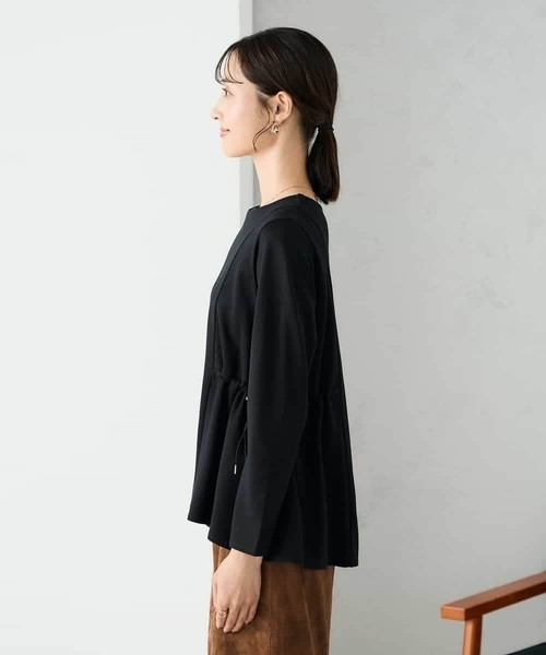 a.v.v(アーヴェヴェ)の「サイドドロストトップス(Tシャツ/カットソー・レディース・モカ/ブラック・38/40)」の6枚目の写真