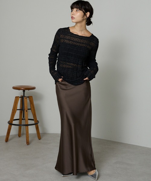 SOTT(ソット)の「Lace Sheer Frill Top / レースシアーフリルトップス(シャツ/ブラウス・レディース・アイボリー/ブラック・FREE)」の6枚目の写真