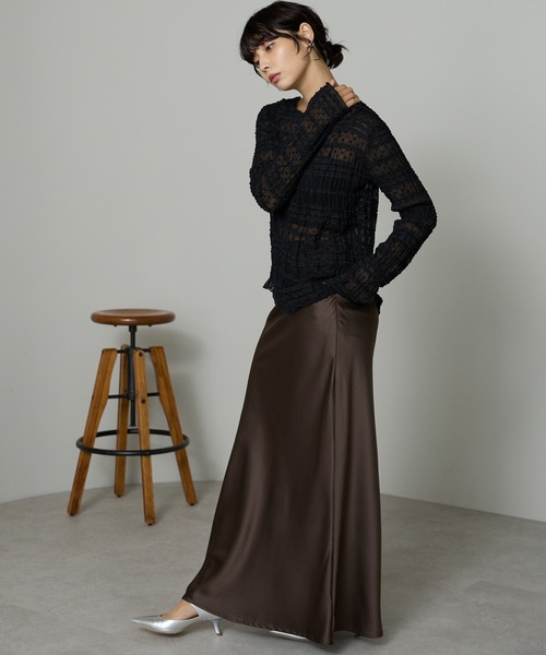 SOTT(ソット)の「Lace Sheer Frill Top / レースシアーフリルトップス(シャツ/ブラウス・レディース・アイボリー/ブラック・FREE)」の9枚目の写真