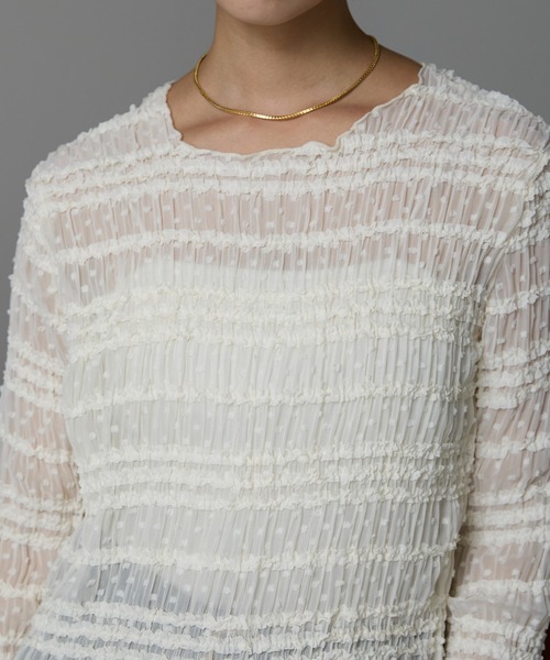 SOTT(ソット)の「Lace Sheer Frill Top / レースシアーフリルトップス(シャツ/ブラウス・レディース・アイボリー/ブラック・FREE)」の19枚目の写真