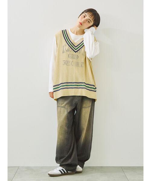 SM2（エスエムツー）の「ライン入りベスト（ベスト・レディース・ネイビー/グリーン/クリーム・F）」の7枚目の写真