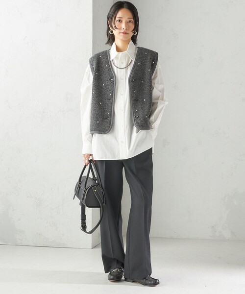 SHIPS assiette ウール混 ボア 刺繍 ベスト セール】【SHIPS別注】assiette:ウール混 ボア 刺繍 ベスト（ベスト