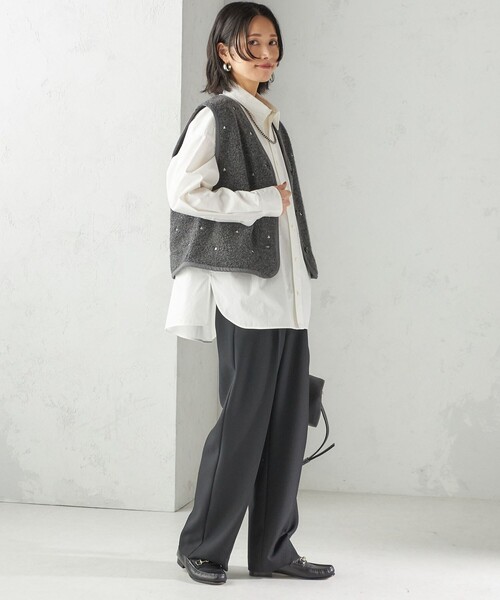 SHIPS assiette ウール混 ボア 刺繍 ベスト SHIPS（シップス）の「【SHIPS別注】assiette:ウール混 ボア 刺繍