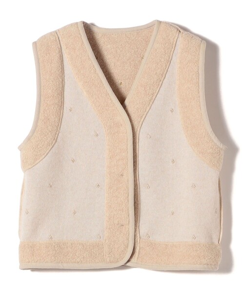 セール】【SHIPS別注】assiette:ウール混 ボア 刺繍 ベスト（ベスト