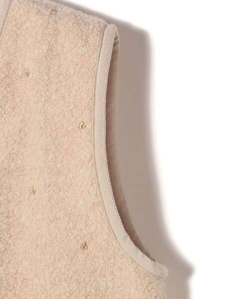 セール】【SHIPS別注】assiette:ウール混 ボア 刺繍 ベスト（ベスト