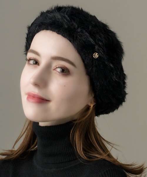 muku（ムク）の「BERET / FUR（ハンチング/ベレー帽・レディース・ブラック/ブラウン・FREE）」の4枚目の写真