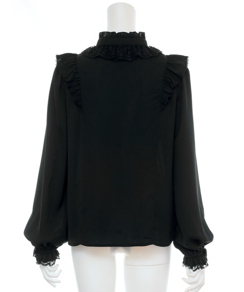 Secret Honey（シークレットハニー）の「スタンドカラーダブルフリルブラウス（シャツ/ブラウス・レディース・ブラック/オフホワイト・MEDIUM）」の10枚目の写真