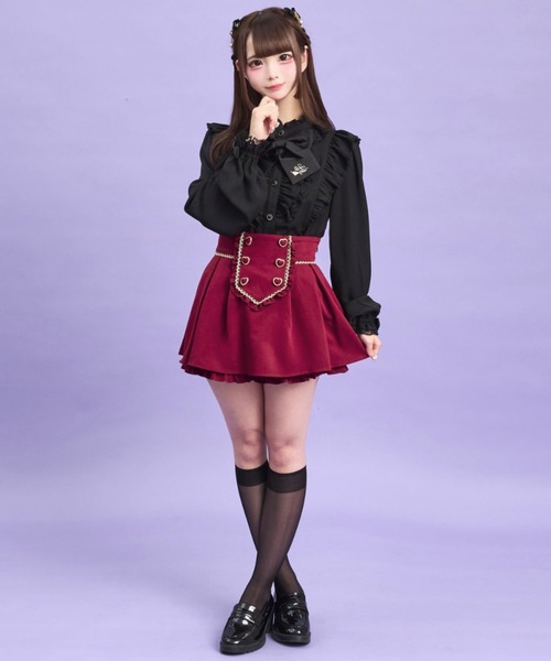 Secret Honey（シークレットハニー）の「スタンドカラーダブルフリルブラウス（シャツ/ブラウス・レディース・ブラック/オフホワイト・MEDIUM）」の5枚目の写真