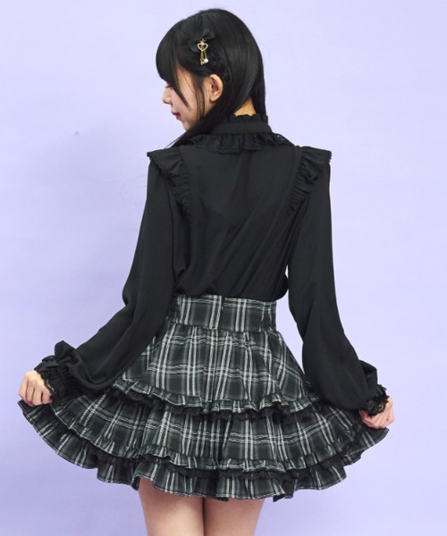 Secret Honey（シークレットハニー）の「スタンドカラーダブルフリルブラウス（シャツ/ブラウス・レディース・ブラック/オフホワイト・MEDIUM）」の14枚目の写真