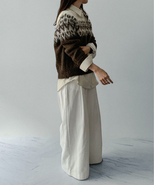 on:nue（オンニュ）の「【on:nue】[お気に入り登録数3,000突破！][選べる4色展開] ウール混ノルディックラグランプルオーバーニット（ニット/セーター・レディース・ネイビー/アイボリー/レッド/ブラウン・FREE）」の10枚目の写真