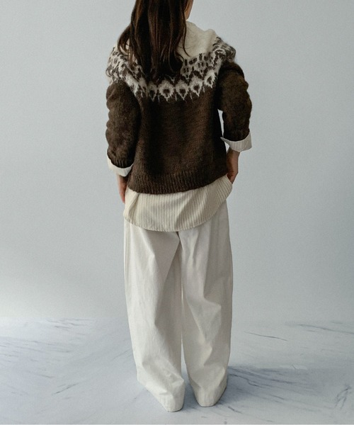 on:nue（オンニュ）の「【on:nue】[お気に入り登録数3,000突破！][選べる4色展開] ウール混ノルディックラグランプルオーバーニット（ニット/セーター・レディース・ネイビー/アイボリー/レッド/ブラウン・FREE）」の11枚目の写真