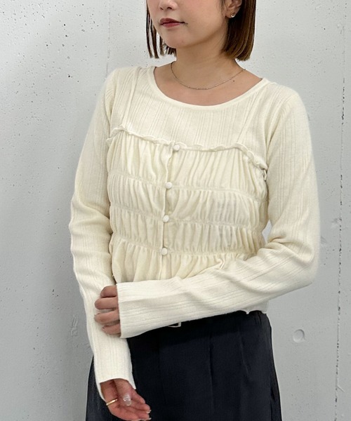 archives（アルシーヴ）の「ベロアシャーリングビスチェ×リブニットプルオーバーＳＥＴ（アンサンブル・レディース・グレー/アイボリー/ブラック/ピンクベージュ・MEDIUM）」の2枚目の写真