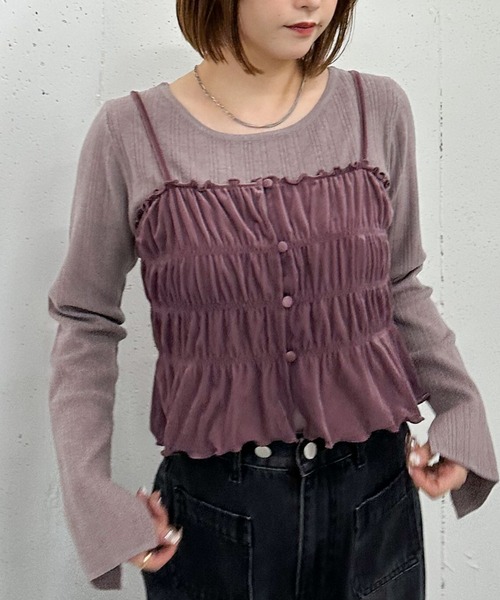 archives（アルシーヴ）の「ベロアシャーリングビスチェ×リブニットプルオーバーＳＥＴ（アンサンブル・レディース・グレー/アイボリー/ブラック/ピンクベージュ・MEDIUM）」の18枚目の写真