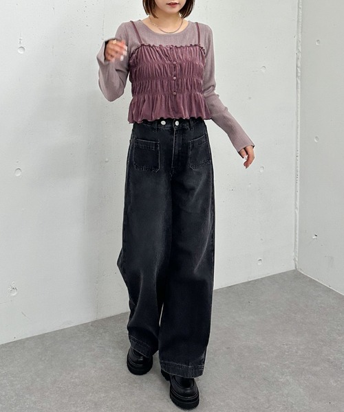 archives（アルシーヴ）の「ベロアシャーリングビスチェ×リブニットプルオーバーＳＥＴ（アンサンブル・レディース・グレー/アイボリー/ブラック/ピンクベージュ・MEDIUM）」の22枚目の写真