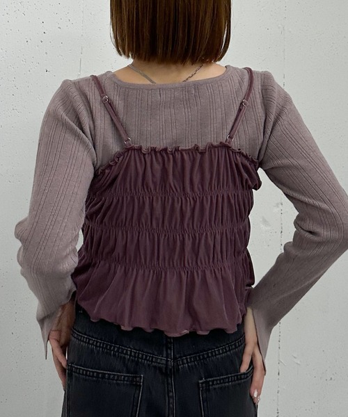 archives（アルシーヴ）の「ベロアシャーリングビスチェ×リブニットプルオーバーＳＥＴ（アンサンブル・レディース・グレー/アイボリー/ブラック/ピンクベージュ・MEDIUM）」の20枚目の写真