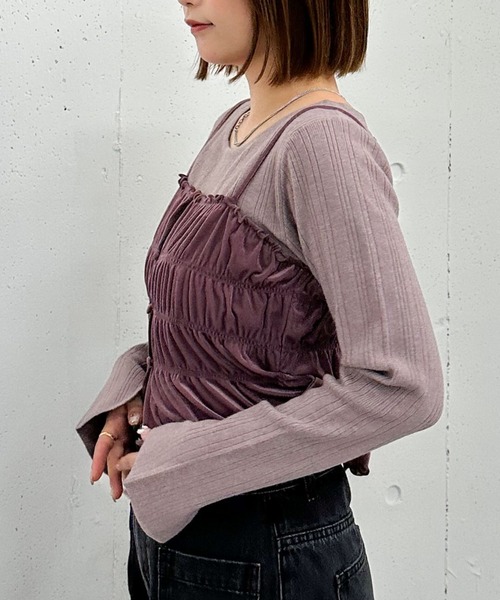 archives（アルシーヴ）の「ベロアシャーリングビスチェ×リブニットプルオーバーＳＥＴ（アンサンブル・レディース・グレー/アイボリー/ブラック/ピンクベージュ・MEDIUM）」の19枚目の写真