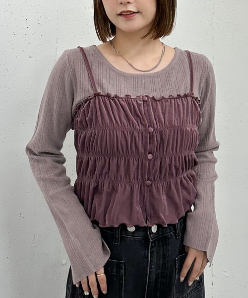 archives（アルシーヴ）の「ベロアシャーリングビスチェ×リブニットプルオーバーＳＥＴ（アンサンブル・レディース・グレー/アイボリー/ブラック/ピンクベージュ・MEDIUM）」の16枚目の写真