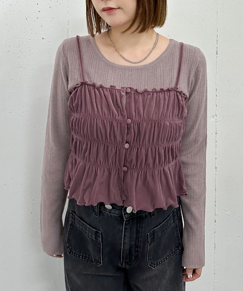 archives（アルシーヴ）の「ベロアシャーリングビスチェ×リブニットプルオーバーＳＥＴ（アンサンブル・レディース・グレー/アイボリー/ブラック/ピンクベージュ・MEDIUM）」の17枚目の写真