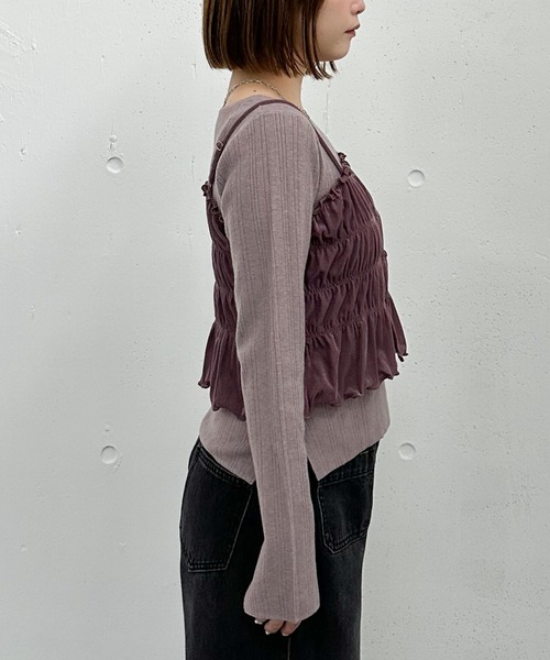 archives（アルシーヴ）の「ベロアシャーリングビスチェ×リブニットプルオーバーＳＥＴ（アンサンブル・レディース・グレー/アイボリー/ブラック/ピンクベージュ・MEDIUM）」の8枚目の写真