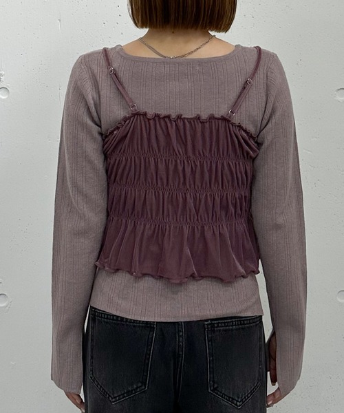 archives（アルシーヴ）の「ベロアシャーリングビスチェ×リブニットプルオーバーＳＥＴ（アンサンブル・レディース・グレー/アイボリー/ブラック/ピンクベージュ・MEDIUM）」の9枚目の写真