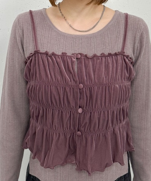 archives（アルシーヴ）の「ベロアシャーリングビスチェ×リブニットプルオーバーＳＥＴ（アンサンブル・レディース・グレー/アイボリー/ブラック/ピンクベージュ・MEDIUM）」の10枚目の写真