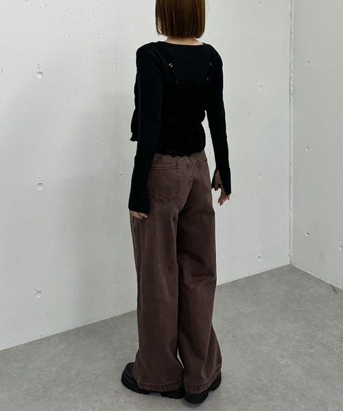 archives（アルシーヴ）の「ベロアシャーリングビスチェ×リブニットプルオーバーＳＥＴ（アンサンブル・レディース・グレー/アイボリー/ブラック/ピンクベージュ・MEDIUM）」の6枚目の写真