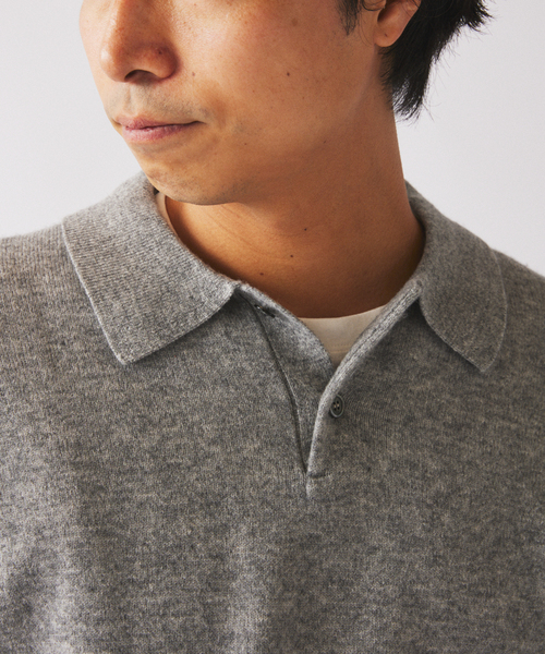 JOURNAL STANDARD relume（ジャーナルスタンダード　レリューム）の「COLLINS VILLE WOOL / コリンズ ビル ウールニット ポロシャツ（ニット/セーター・メンズ・ベージュ/ブラックミックス/ライトグレー・LARGE/MEDIUM）」の8枚目の写真