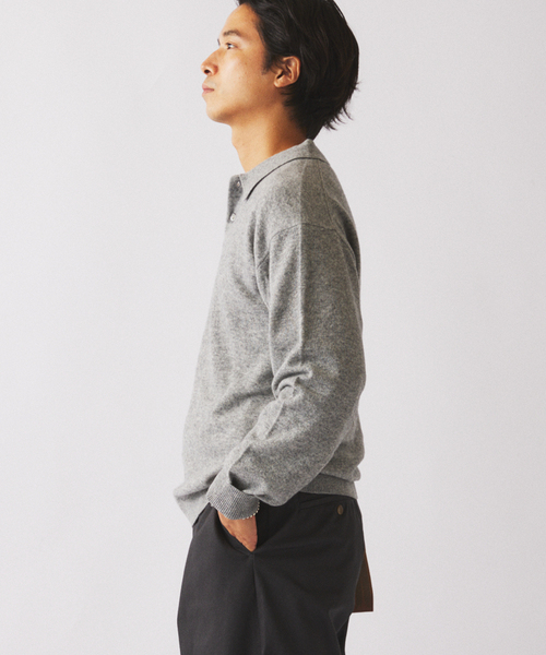 JOURNAL STANDARD relume（ジャーナルスタンダード　レリューム）の「COLLINS VILLE WOOL / コリンズ ビル ウールニット ポロシャツ（ニット/セーター・メンズ・ベージュ/ブラックミックス/ライトグレー・LARGE/MEDIUM）」の9枚目の写真