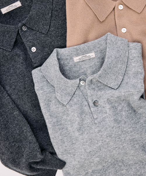 JOURNAL STANDARD relume（ジャーナルスタンダード　レリューム）の「COLLINS VILLE WOOL / コリンズ ビル ウールニット ポロシャツ（ニット/セーター・メンズ・ベージュ/ブラックミックス/ライトグレー・LARGE/MEDIUM）」の13枚目の写真