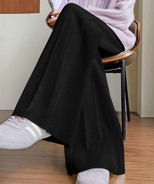 ONEP STAR(ワンピスター)の「レースサイドプリーツ編みワイドパンツ(その他パンツ・レディース・ベージュ/ブラック/オフホワイト・FREE)」の9枚目の写真