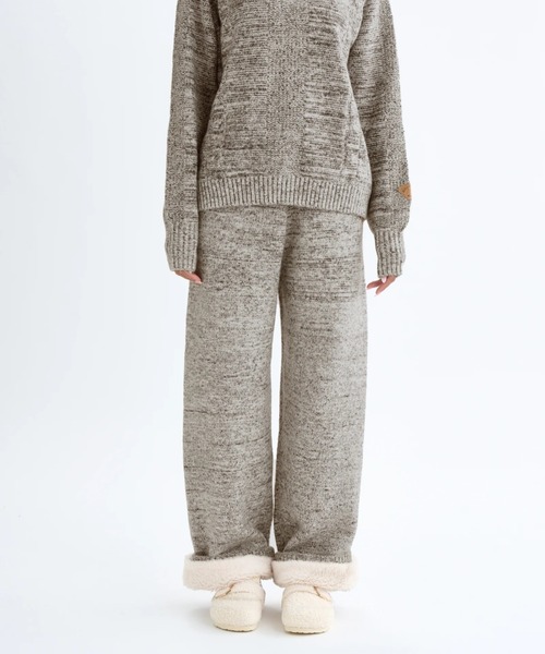BILLABONG(ビラボン)の「BILLABONG レディース KNIT LONG PANTS ロングパンツ 【2025年秋冬モデル】 @autumn /ビラボンセットアップ対応ウエストゴムニットワイドパンツ(その他パンツ・レディース・アイボリー/スミクロ・MEDIUM/LARGE)」の4枚目の写真