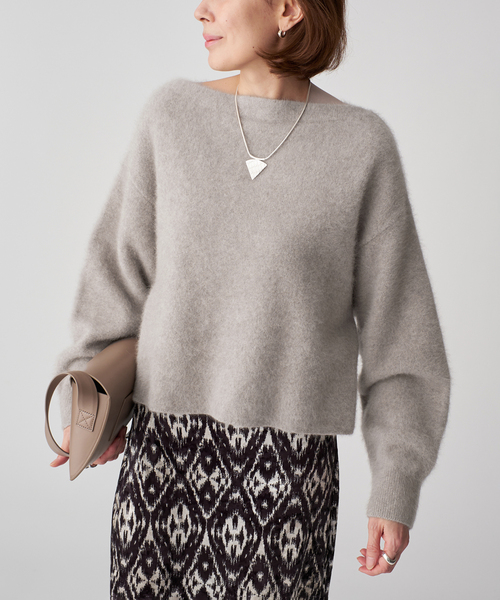 VERMEIL par iena(ヴェルメイユパーイエナ)の「FOX 70 Blend Knit(ニット/セーター・レディース・ライトグレー/ブラック・FREE)」の1枚目の写真
