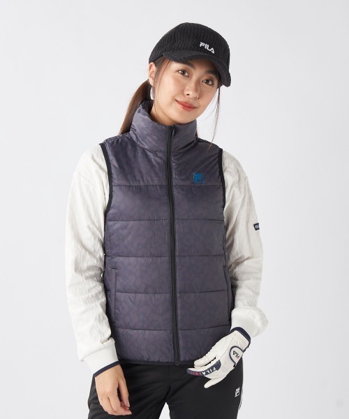 FILA GOLF:フィラゴルフ】レディースレオパード柄ライトダウンベスト