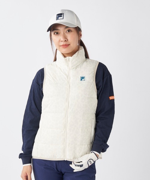 FILA GOLF:フィラゴルフ】レディースレオパード柄ライトダウンベスト