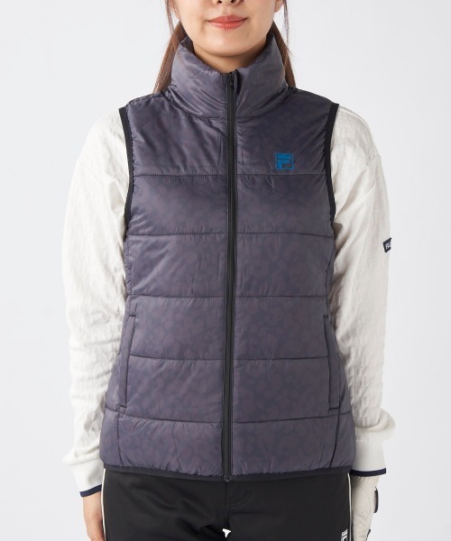 FILA GOLF:フィラゴルフ】レディースレオパード柄ライトダウンベスト