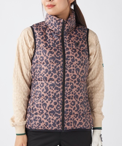 新品 FILA GOLF フィラ ゴルフ ダウン ベスト 柄 ブラック 3L セール】【FILA GOLF:フィラゴルフ】レディースレオパード柄ライト