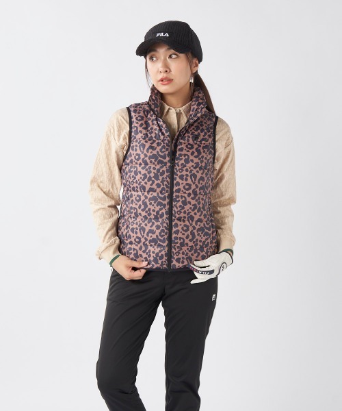 FILA GOLF:フィラゴルフ】レディースレオパード柄ライトダウンベスト