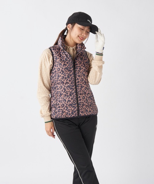 FILA GOLF:フィラゴルフ】レディースレオパード柄ライトダウンベスト