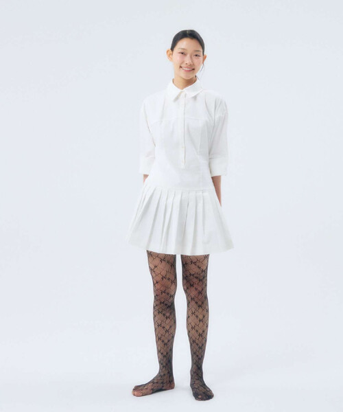 FREAK'S STORE（フリークスストア）の「I HATE MONDAY/アイヘイトマンデー Flower Jacuaed Lace Stocking/フラワージャガードレースストッキング（タイツ/ストッキング・レディース・ブラック/オフホワイト・ONE SIZE）」の5枚目の写真