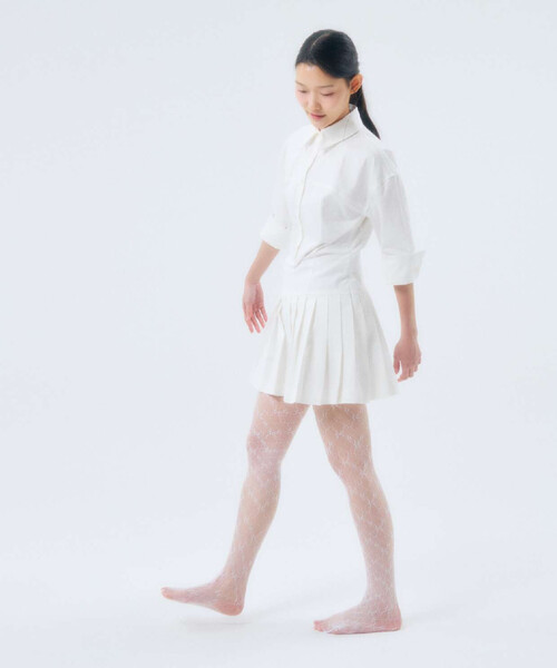 FREAK'S STORE（フリークスストア）の「I HATE MONDAY/アイヘイトマンデー Flower Jacuaed Lace Stocking/フラワージャガードレースストッキング（タイツ/ストッキング・レディース・ブラック/オフホワイト・ONE SIZE）」の6枚目の写真